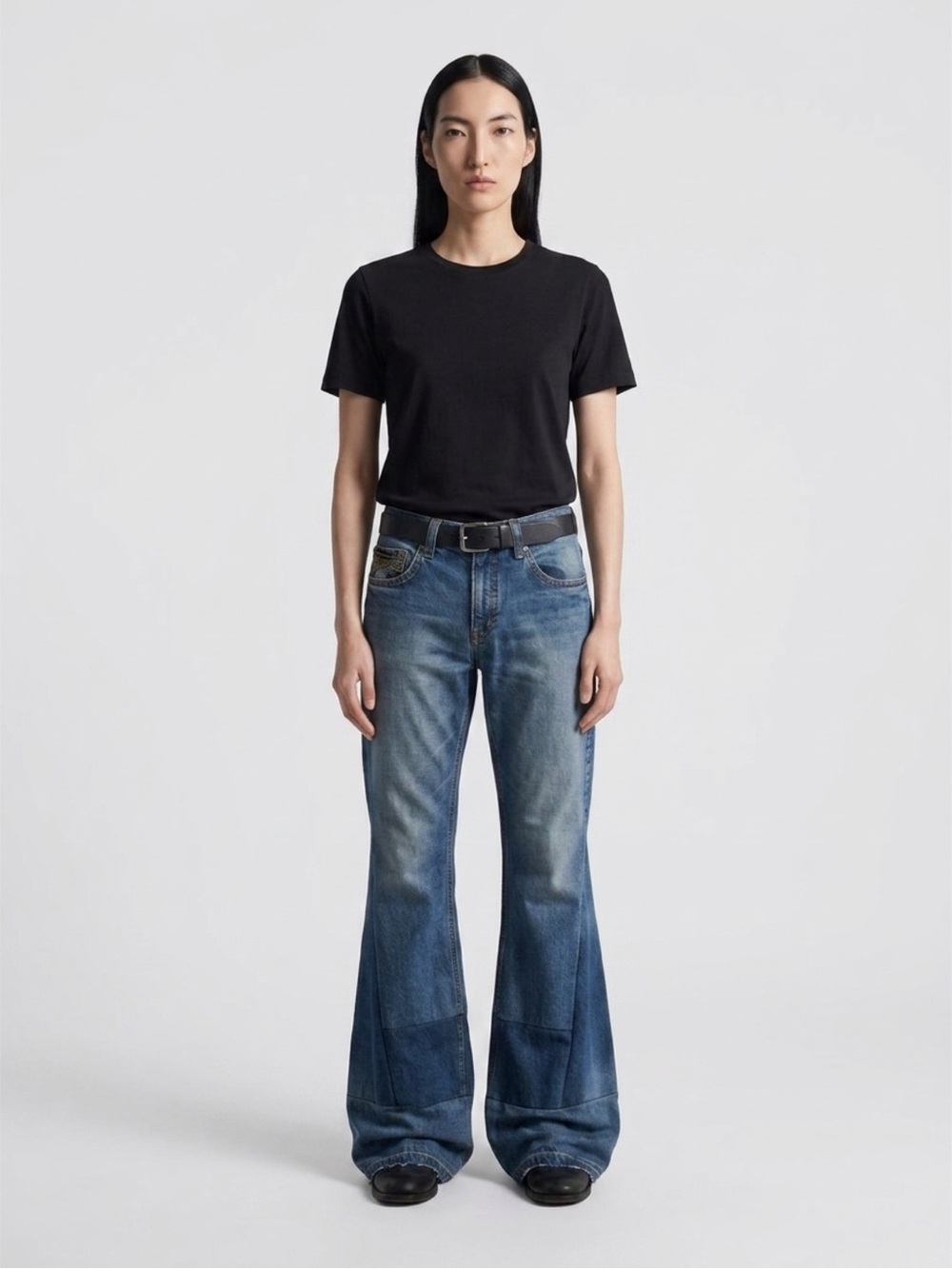 Upcycled Women's Dark Blue Wide Leg Flare Jeans